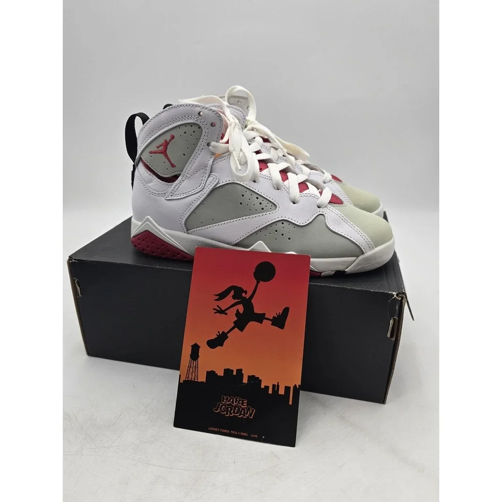 Nike Air Jordan 7 Retro Hare Shoes Boys Size 4.5Y Bugs Bunny Space Jam White